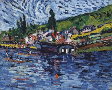 Artworks in 150 Subjects Painting - Regattas in Bougival Maurice de Vlaminck river landscape